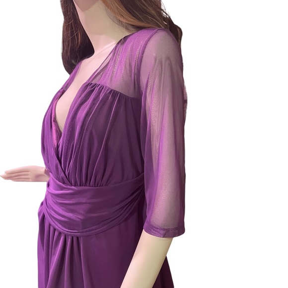 KIYONNA PLUS SIZE 3 PURPLE/MAUVE TOP W/ sheer accents & 3/4 length sleeves - Picture 5 of 13